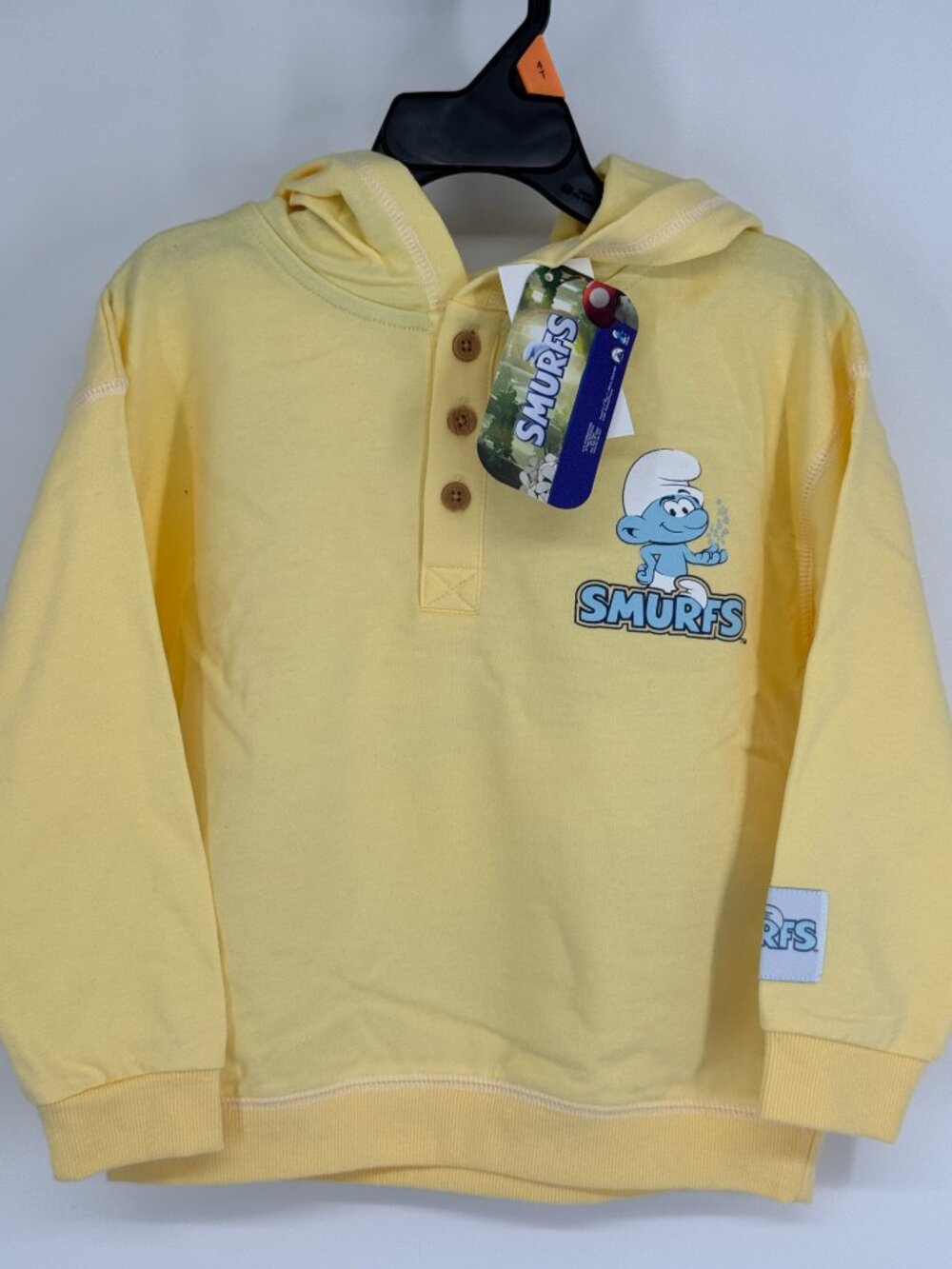 Smurfs Unisex Kids Hooded Shirt / Hoodie - Yellow - Size 4T - NWT - In poly bag - Picture 3 of 8